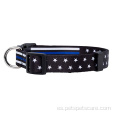 Estrellas delgada línea azul de collar de perro